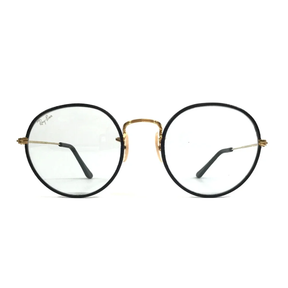Vintage B&L Ray-Ban Leathers Sunglasses Black Gold with Gray Photochromic Lenses